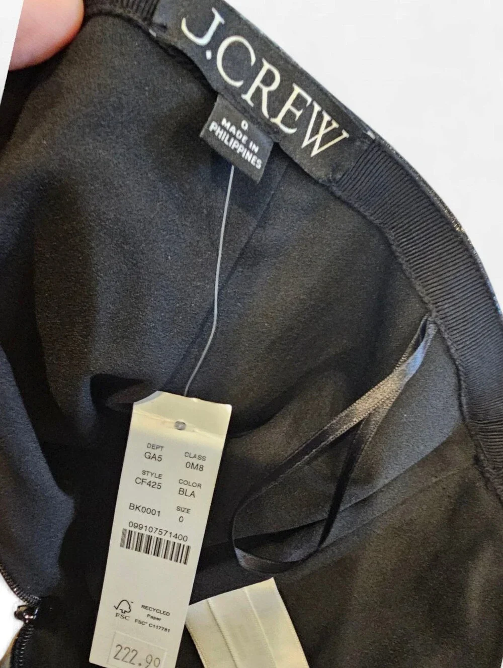Nwt J.CREW Black Coated Faux Patent Leather Shiny Midi Pencil Skirt Sz 0